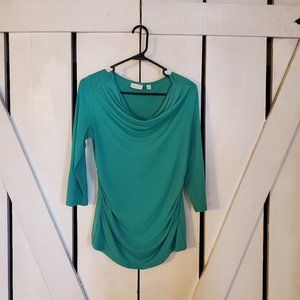 New York & Co Green Scoop Neck 3/4 Sleeve